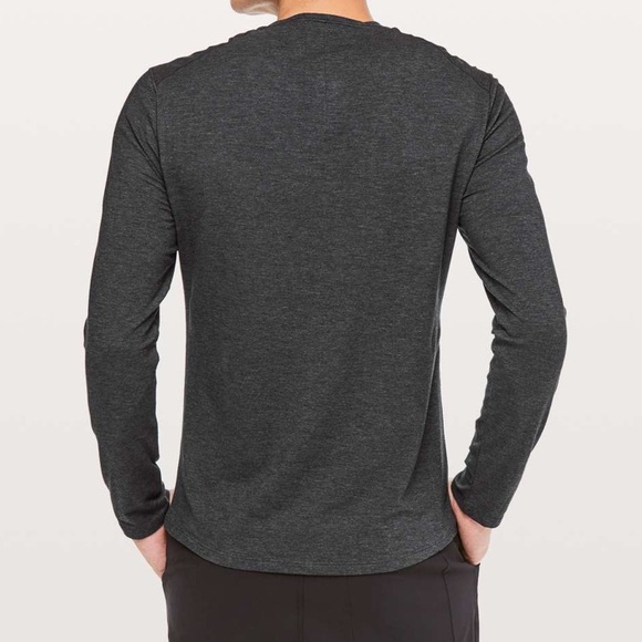 Lululemon 5 Year Basic Long Sleeve Henley XXL heathered black Grey - Picture 9 of 11